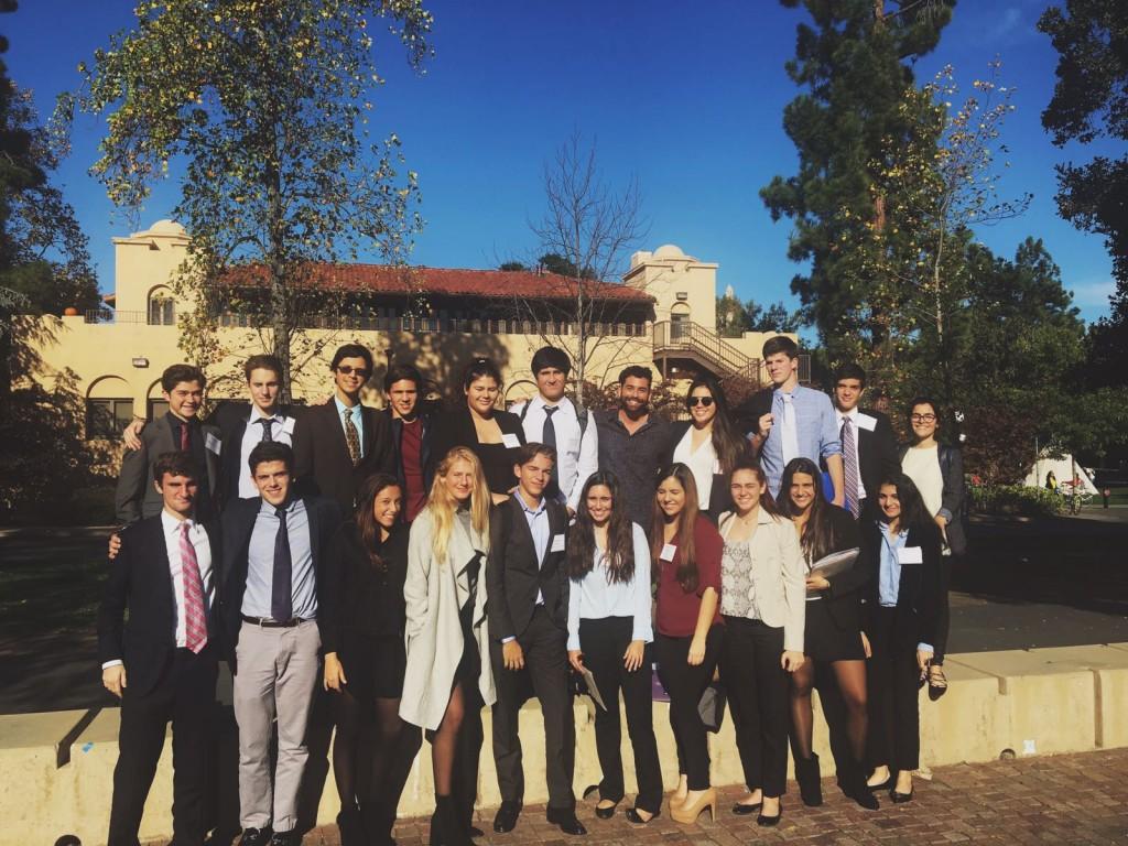 Students pose for a group photo in front of Stanford after a superb showing at the annual Model United Nations competition. Photo by Manuel Santelices.