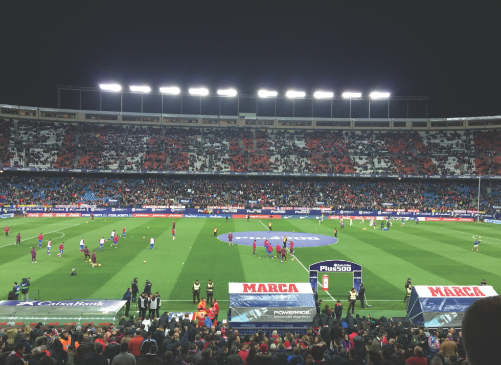 Atlético de Madrid’s Stadium, the Vicente Calderon during halftime of the Atlético-Real Madrid game on Nov. 19. Real Madrid won the game by a score of 3-0. Photo by David Akerman.