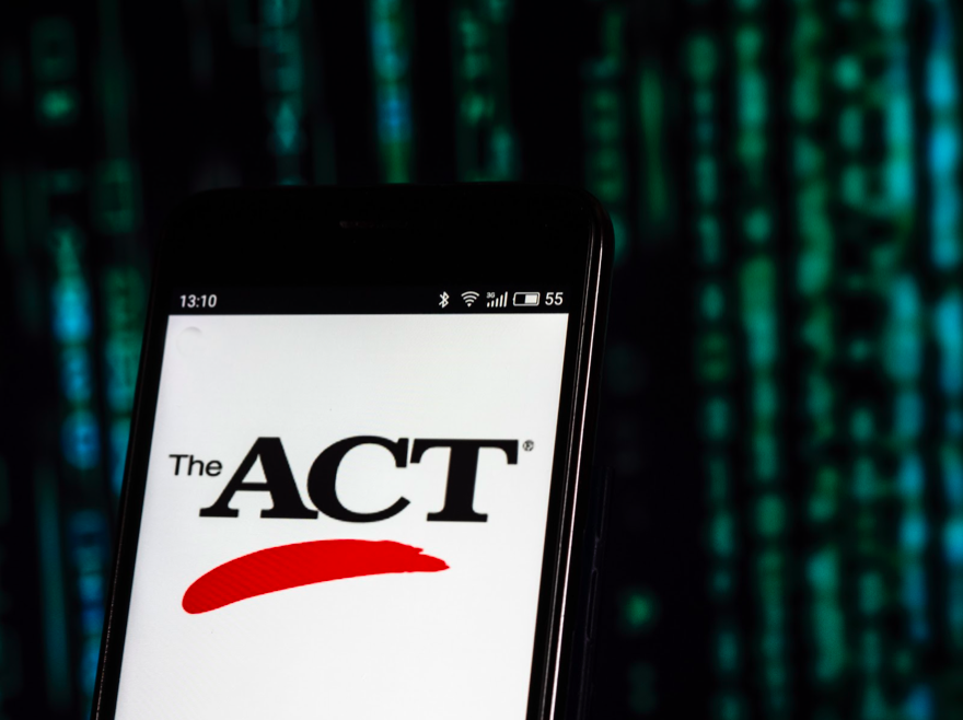 The ACT, Inc. standardized test company logo displayed on a smartphone in a photo illustration. The ACT has been rescheduled to June 13 in response to concerns regarding the spread of the coronavirus. (Igor Golovniov/SOPA Images/LightRocket/Getty Images/TNS)
