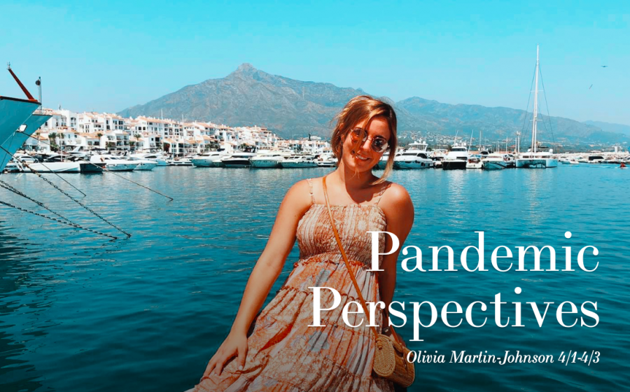 Sophomore Olivia Martin-Johnson is a member of the yearbook staff. Martin-Johnson and her classmates each created Pandemic Perspectives websites, in which they reflected on life with a global pandemic.