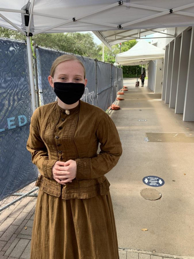 Sophomore and staff member Ainsley Kling wore a historical costume for Halloween.