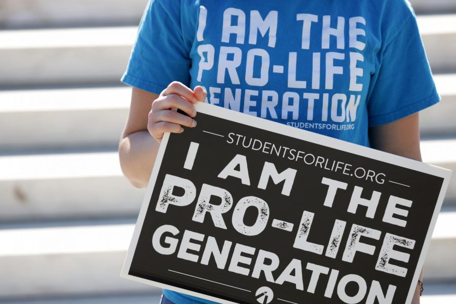 A pro-life activist holds a sign during a demonstration in front of the U.S. Supreme Court on June 29, 2020, in Washington, D.C. See the Instagram account @belenjesuit for photos of the demonstration this month.
