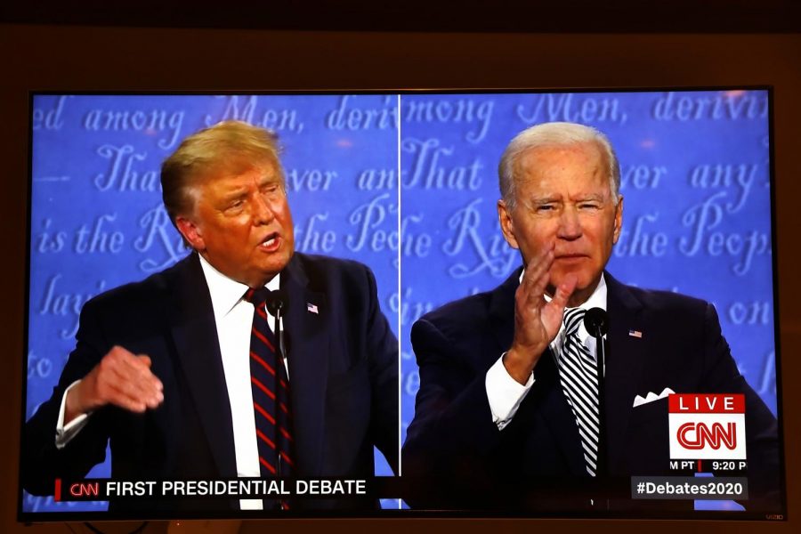 President Donald Trump and Democratic presidential nominee Joe Biden participate in the first presidential debate at the Health Education Campus of Case Western Reserve University, on Tuesday, Sept. 29, 2020, in Cleveland.
