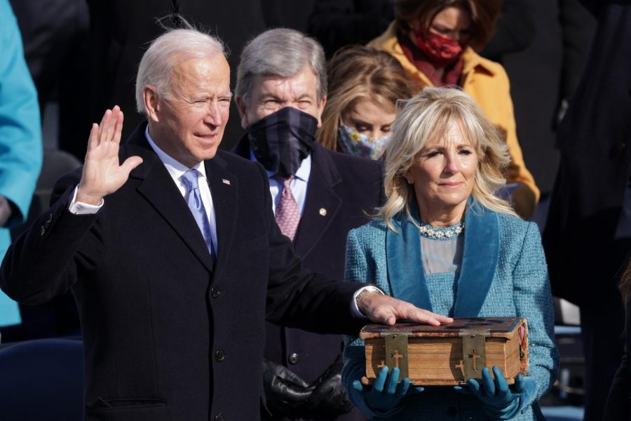 Joe+Biden+is+sworn+in+as+U.S.+President+during+his+inauguration+on+the+West+Front+of+the+U.S.+Capitol+on+January+20%2C+2021%2C+in+Washington%2C+DC.+During+todays+inauguration+ceremony+Joe+Biden+becomes+the+46th+president+of+the+United+States