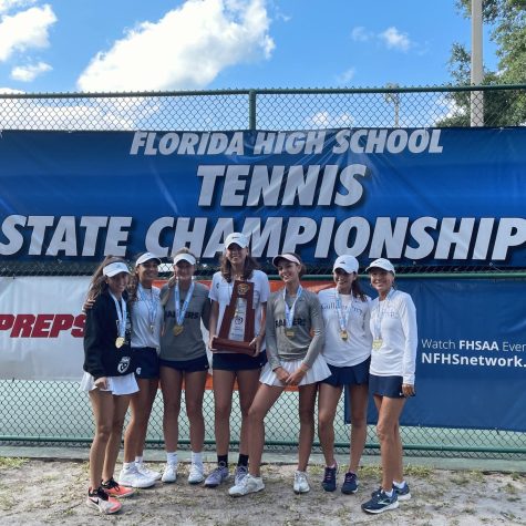 Girls Tennis Team Swings Their Way to Ninth State Title