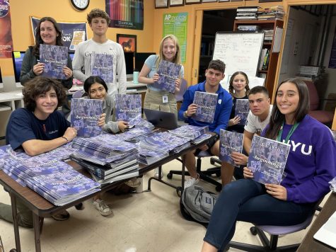 The Raider Voice staff poses with their New Beginnings publication kickstarted by Katie Lewis. Katie is pictured in the top left. Not pictured includes staffers Eduardo Kingston, Miranda Rodriguez, and Julian Concepcion.