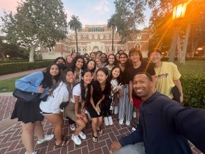 ABC News Anchor Terrel Brown takes a picture with all 25 students of JCamp.