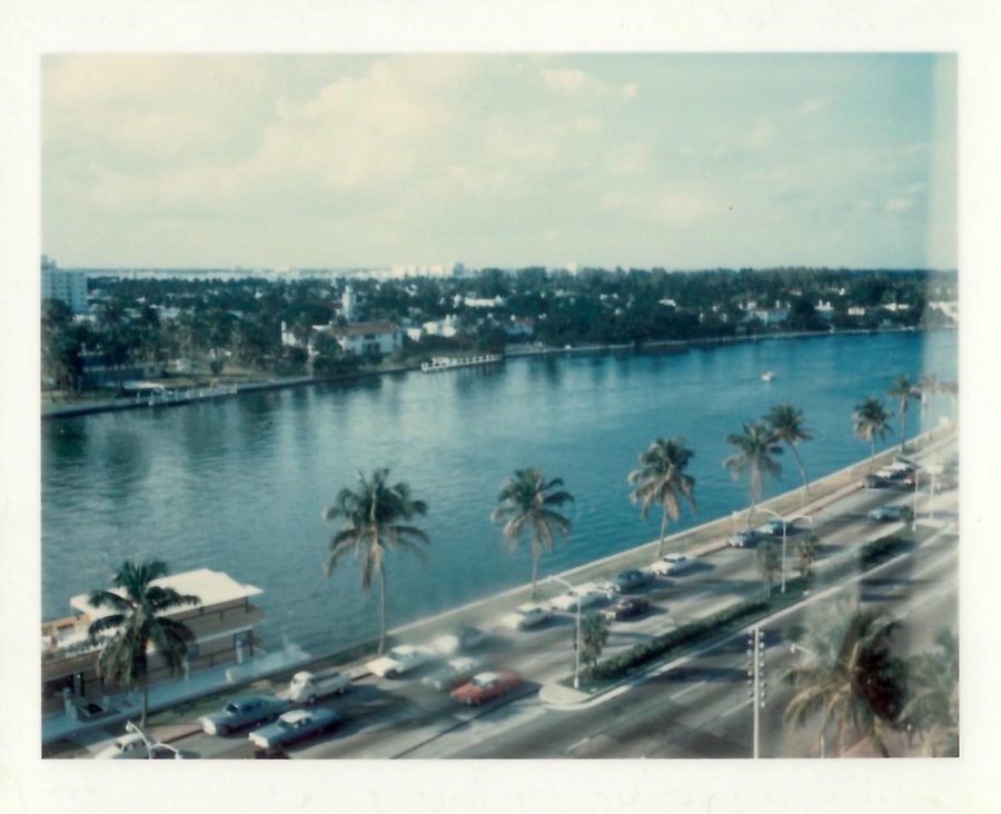 Mark Gauerts view of the Indian Creek waterway from his familys room at the Eden Roc in Miami Beach in January 1969. It looks about the same today except for the vintage automobiles.