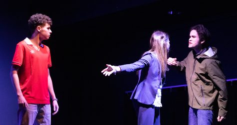 For act two, Valeria had to prepare herself for the emotional intensity of fight scenes, like this one with Theo Ciperski and Sebastion Ulloa, through hours of one on one coaching with director Jessica Fox and a select few other actors.
