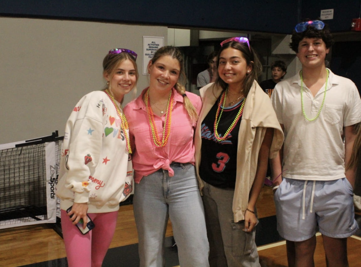 Sophomores dressed to impress at the Homecoming Pep Rally. The theme of the day was Vice Wednesday. With Miami Heat Vice jerseys and colorful sunglasses, students around campus didn’t disappoint with their outfits.