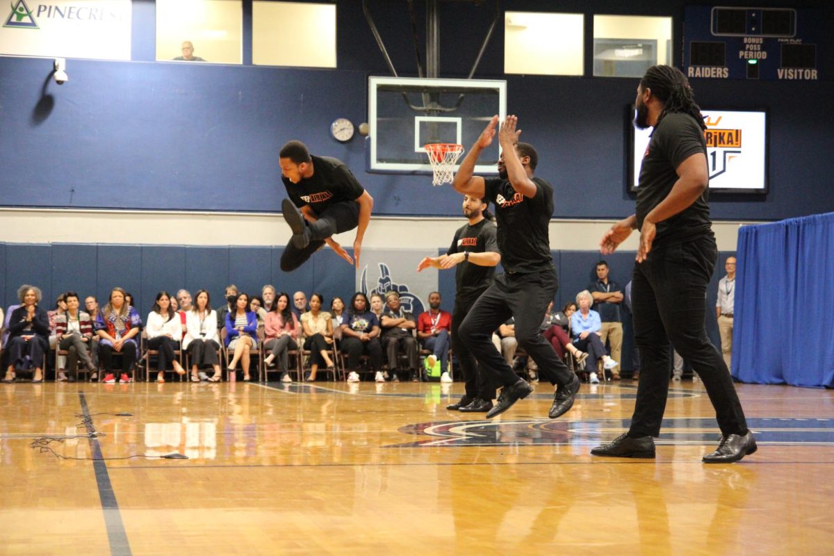 Dancers perform in the Blue Dungeon as a part of the Black History Month Assembly.