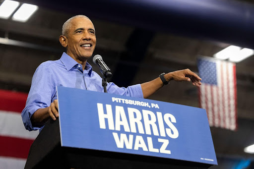 Former President Barack Obama speaks during a campaign event for Democratic presidential candidate Vice President Kamala Harris in Pittsburgh on Thursday, Oct. 10, 2024. (Ryan Collerd/AFP/Getty Images/TNS)