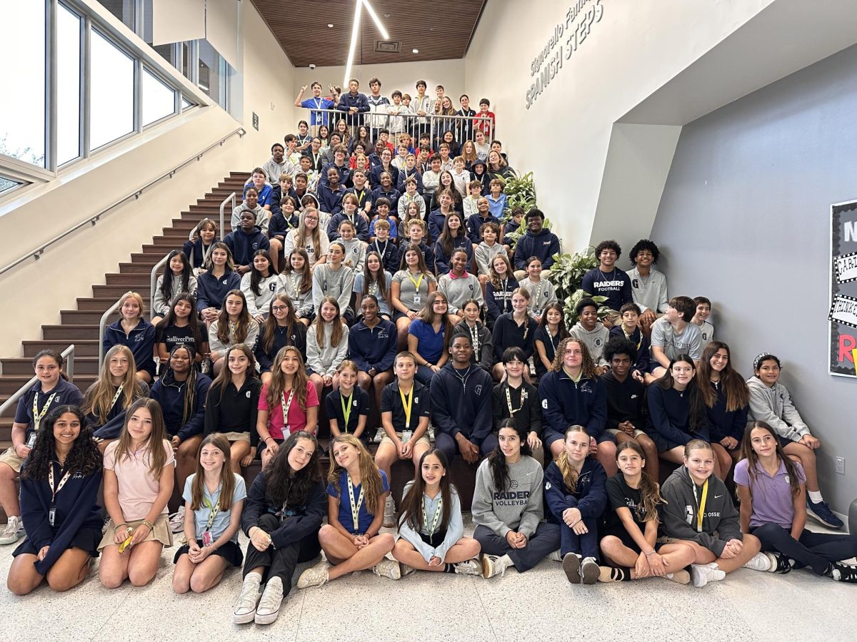 The Raider Pals sit next to each other after their first in person meet. The Raider Pals club continues to promote teaching and helping others, while still forming strong bonds between students. 