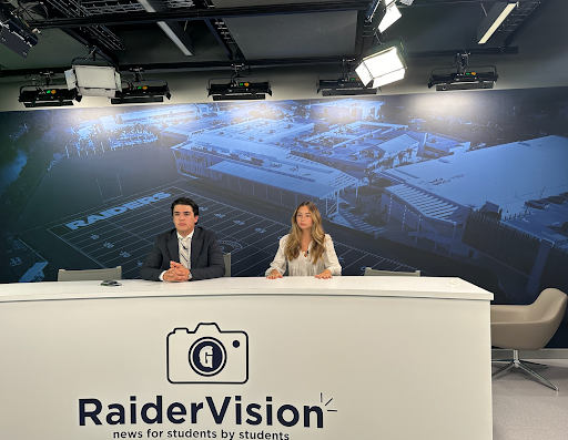 Amaya Mejia and her filming partner Nic Grineberg prepare to shoot their first shot for the new raider vision show called “RaiderRise”. They have just finished getting ready to go on set wrapping up the first episode. RaiderVision claims to be excited about producing the new morning show.
