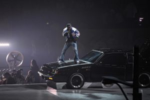 Kendrick Lamar performs in the halftime show during Super Bowl LIX on Sunday, Feb. 9, 2025, in New Orleans. (Hannah Ruhoff/Biloxi Sun Herald/TNS)