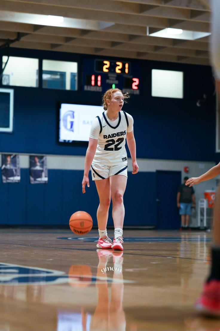 Sophomore Mikayla Brown brings the ball up the court. In her fourth year on the team, Brown has made her presence known averaging 24.8 points per game according to MaxPreps.   