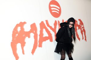 NEW YORK, NEW YORK: In this image released on March 6th, Lady Gaga poses during the Spotify: Little Monster Press Conference in New York City. (Photo by Arturo Holmes/Getty Images for Spotify)