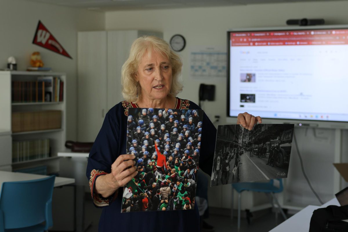 Mrs. Barrett shows students paintings by Algerian artists. The aforementioned paintings represent the cultural shift currently underway in the country.