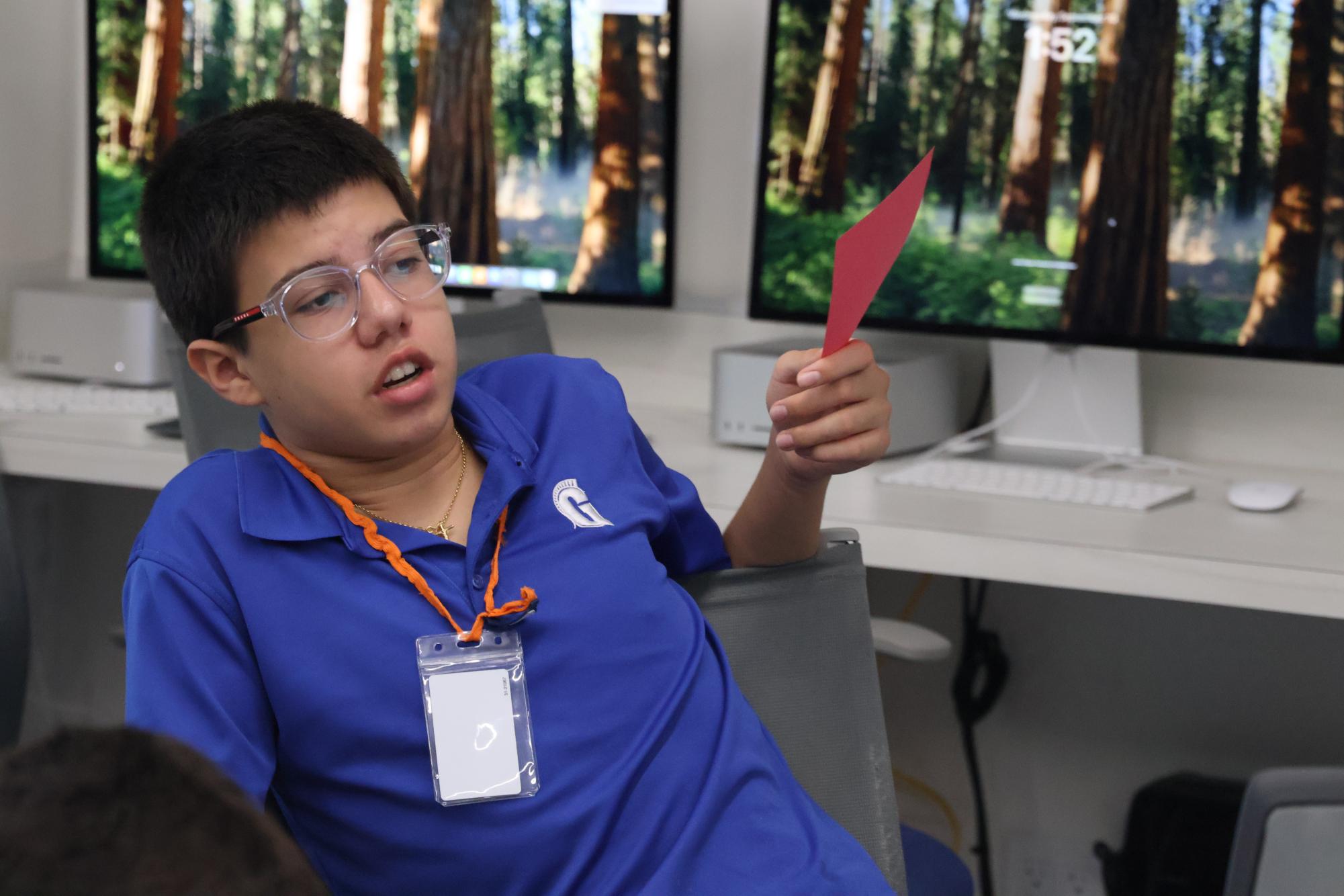 Freshman Daniel Tarrazzi talks about a scenario involving integrity in his Raider Matters sessions. Students often discussed hypothetical and real-life scenarios involving different values and issues pertaining to character during their Raider Matters sessions. 