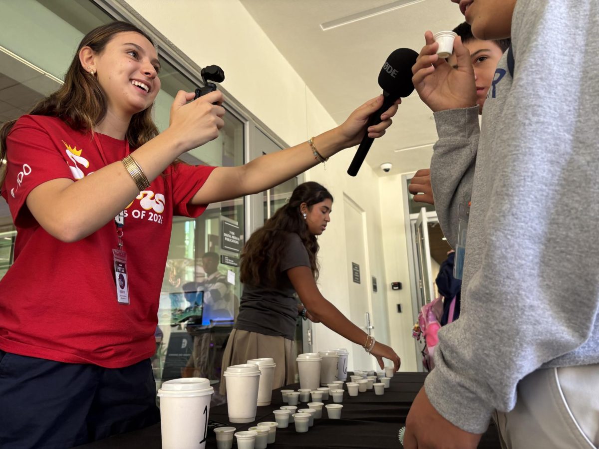 The Raider Voice hosts "Matcha Madness" event as part of Ella Rodriguez's Ellavated blog. Students piled in front of the newspaper classroom to try some matcha and vote on their favorites.